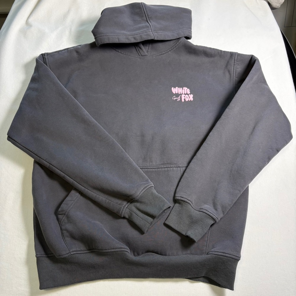 White Fox, Hoodie, S/M, Charcoal Grey, Capsule 09 Puff Print Logo, MSRP $70